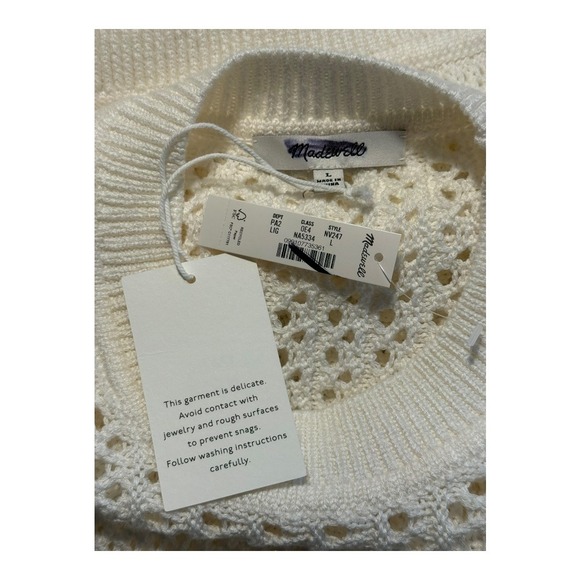 Madewell Lighthouse Cream Open-Stitch Cotton Pullover Sweater Size Large NWT - Picture 5 of 8
